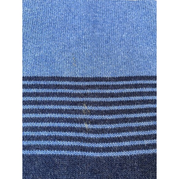 LL Bean Sweater‎ Men's Size Large Striped Blue Gray Cotton Cashmere Blend V-Neck - Picture 4 of 14